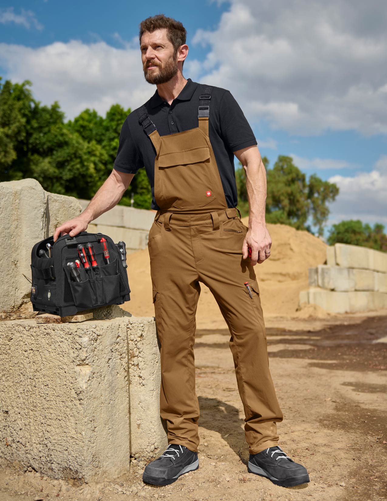 Stretch Ripstop Cargo Work Bib Overall e.s.t:aktik - Image 2